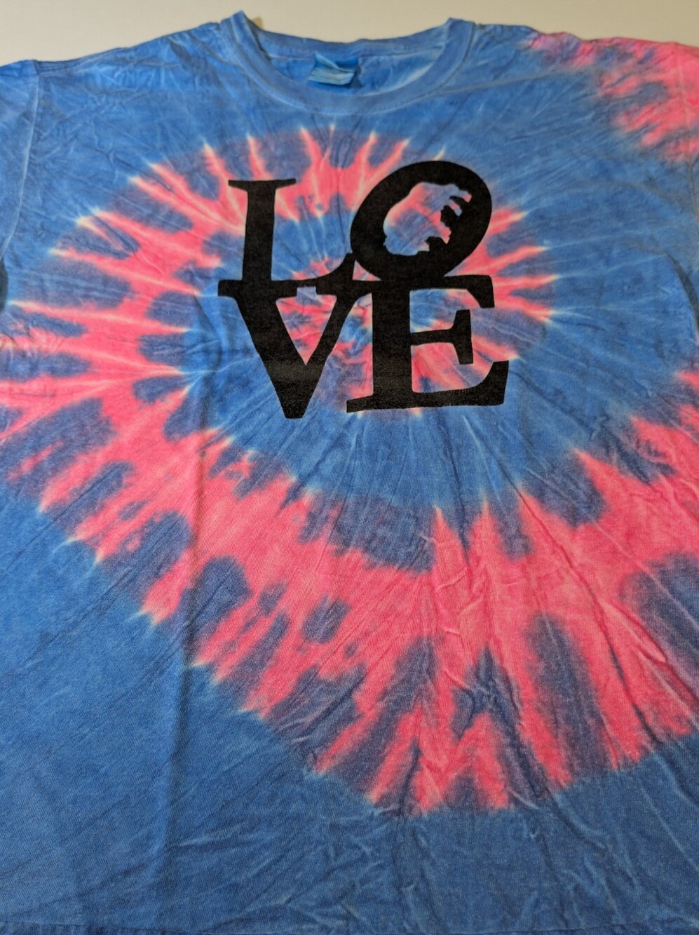 Gildan Blue & Pink Tie-Dye LOVE Graphic Tee
